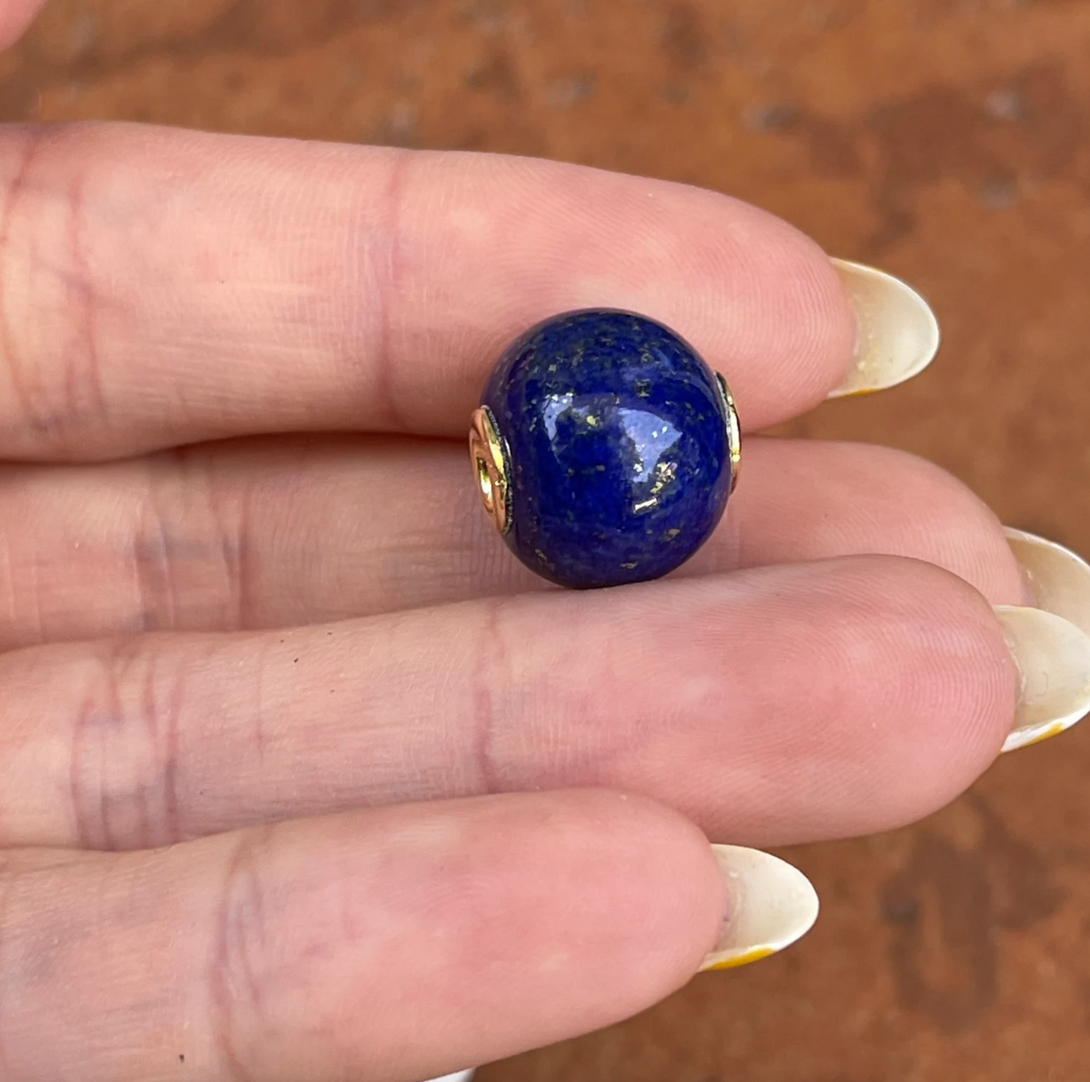 14KT Yellow Gold Lapis Lazuli Ball Slide Pendant