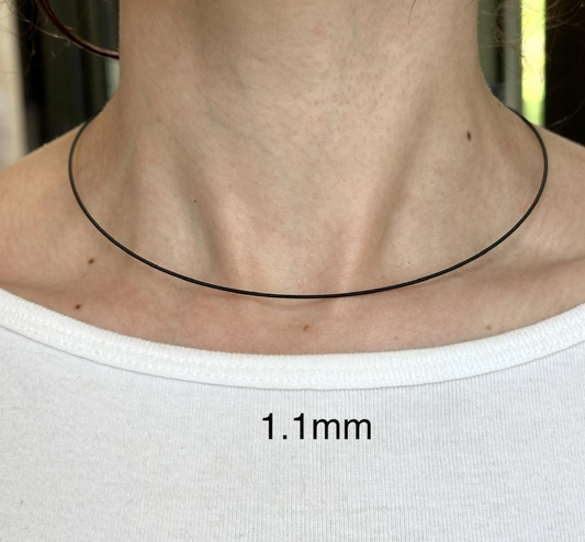 Black Stainless Steel Coil Spiral Collar Necklace 16.5"