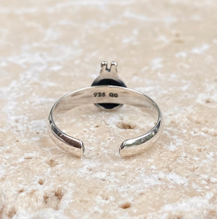 Sterling Silver Antiqued Lady Bug Charm Toe Ring
