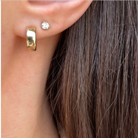 10KT Yellow Gold Hinged Small Huggie Hoop Earrings 12mm