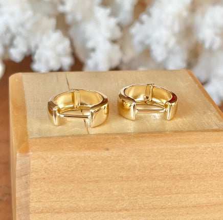 10KT Yellow Gold Hinged Small Huggie Hoop Earrings 12mm