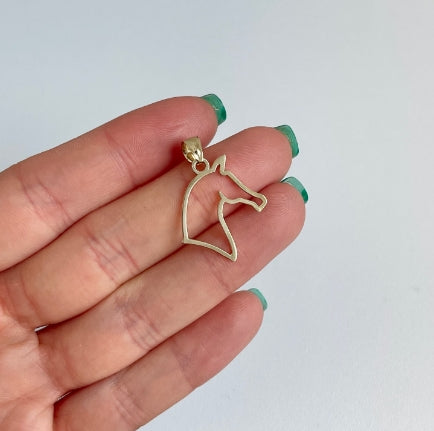 14KT Yellow Gold Horse Head Profile Outline Pendant Charm