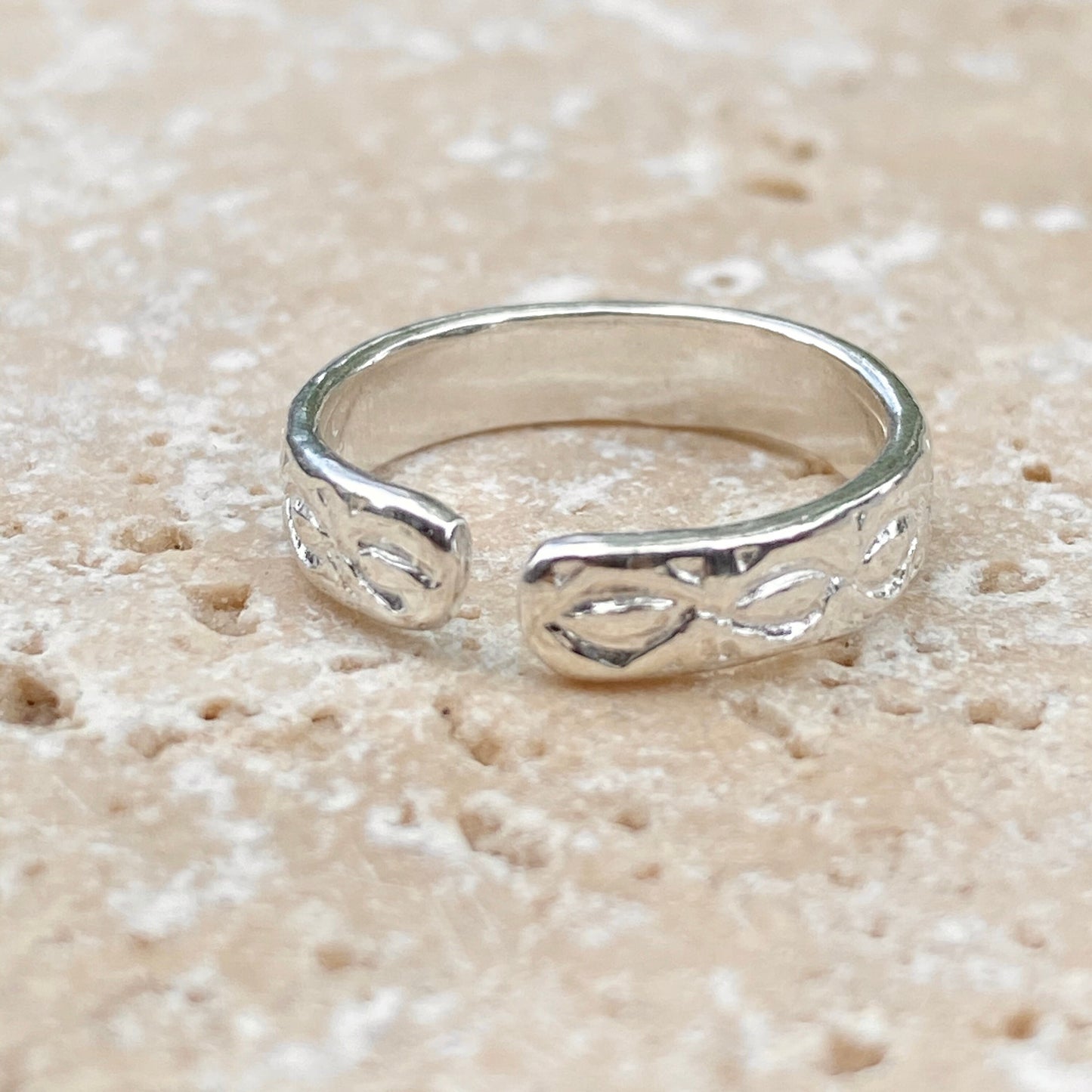 Sterling Silver Textured Design Band Toe Ring