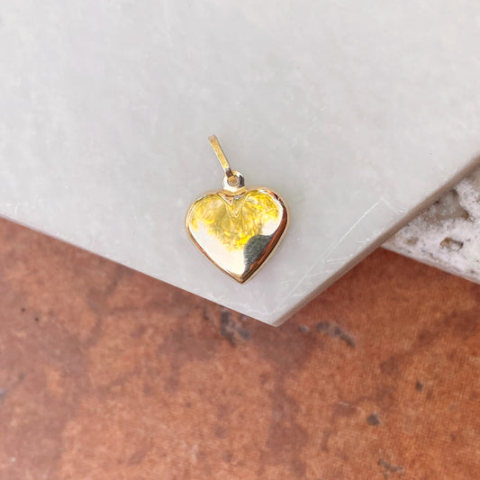 14KT Yellow Gold Puffed Heart Pendant Charm 11mm