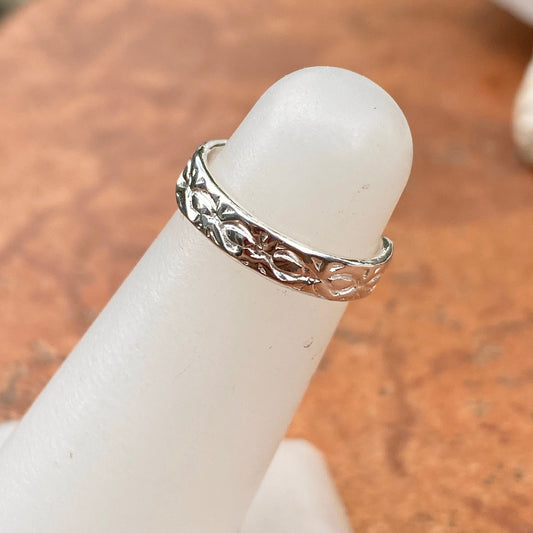 Sterling Silver Textured Design Band Toe Ring
