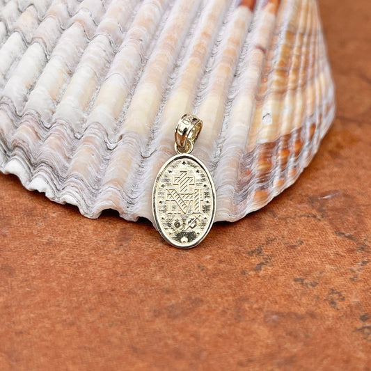 14KT Yellow Gold Oval Miraculous Medal Pendant Charm 15mm