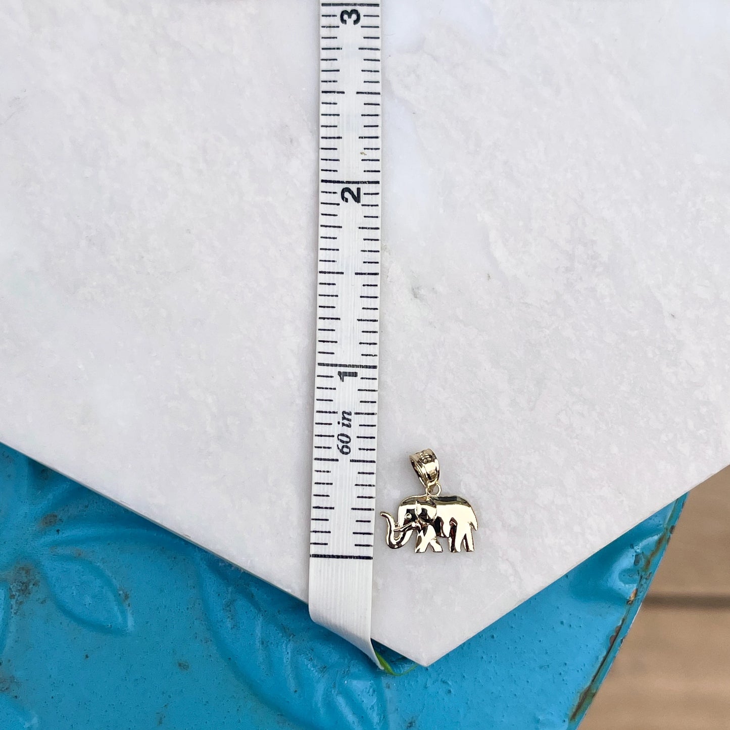 10KT Yellow Gold 2D Small Elephant Good Luck Pendant Charm