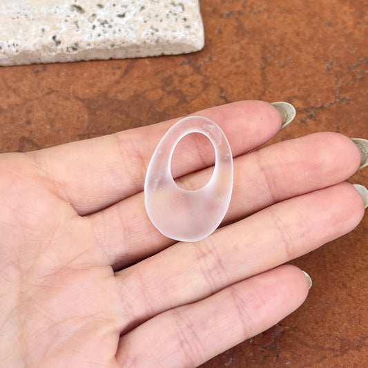 Genuine Frosted Crystal Oval Hooplet Pendant Charm