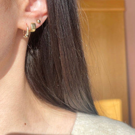 14KT Yellow Gold Bead Endless Round Hoop Earrings