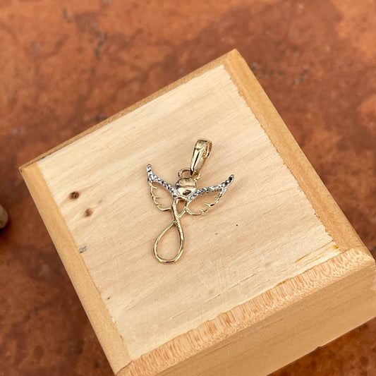 14KT Yellow Gold Angel Wings + Infinity Symbol Pendant Charm