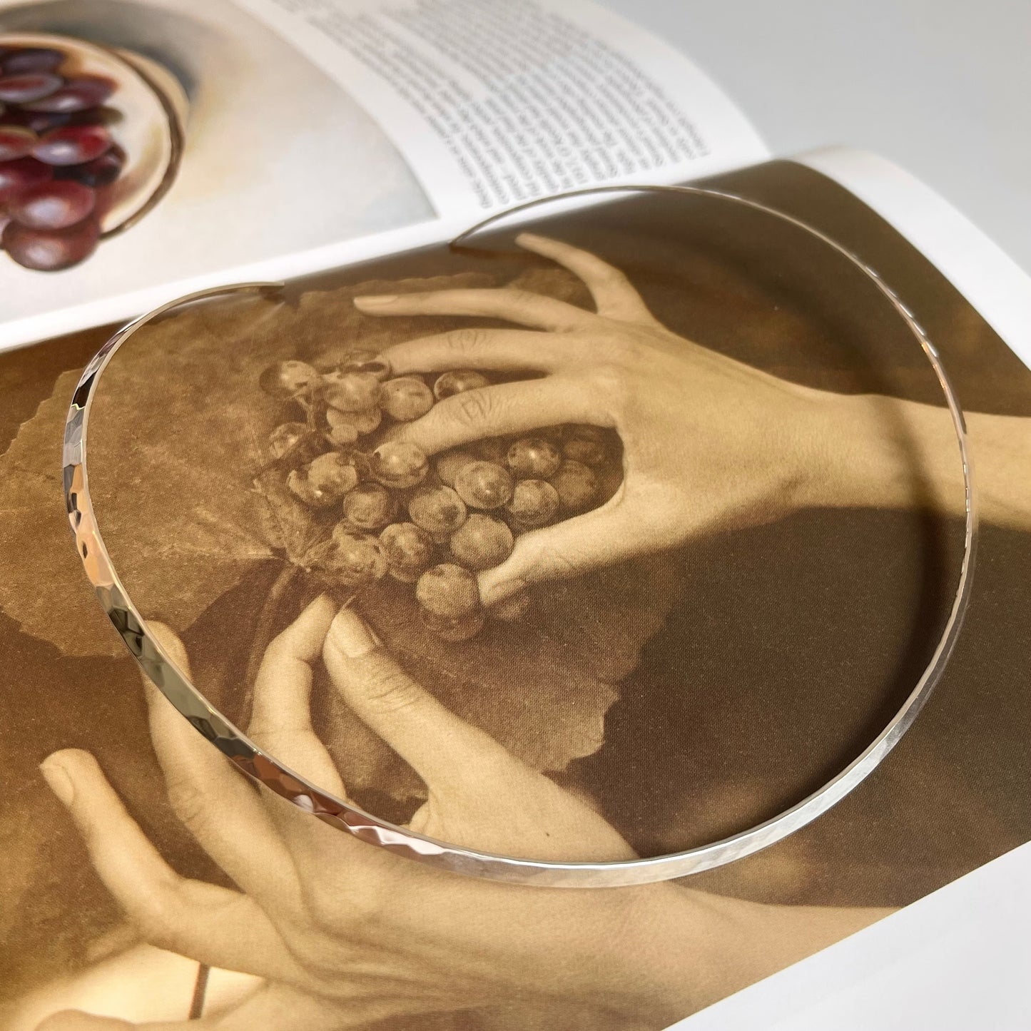 Sterling Silver Hammered 3.5mm Open Collar Necklace 14"