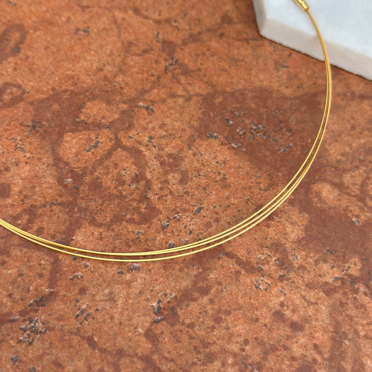 18KT Gold Plated Stainless Steel 3-Strand Neck Wire Collar Necklace 16"
