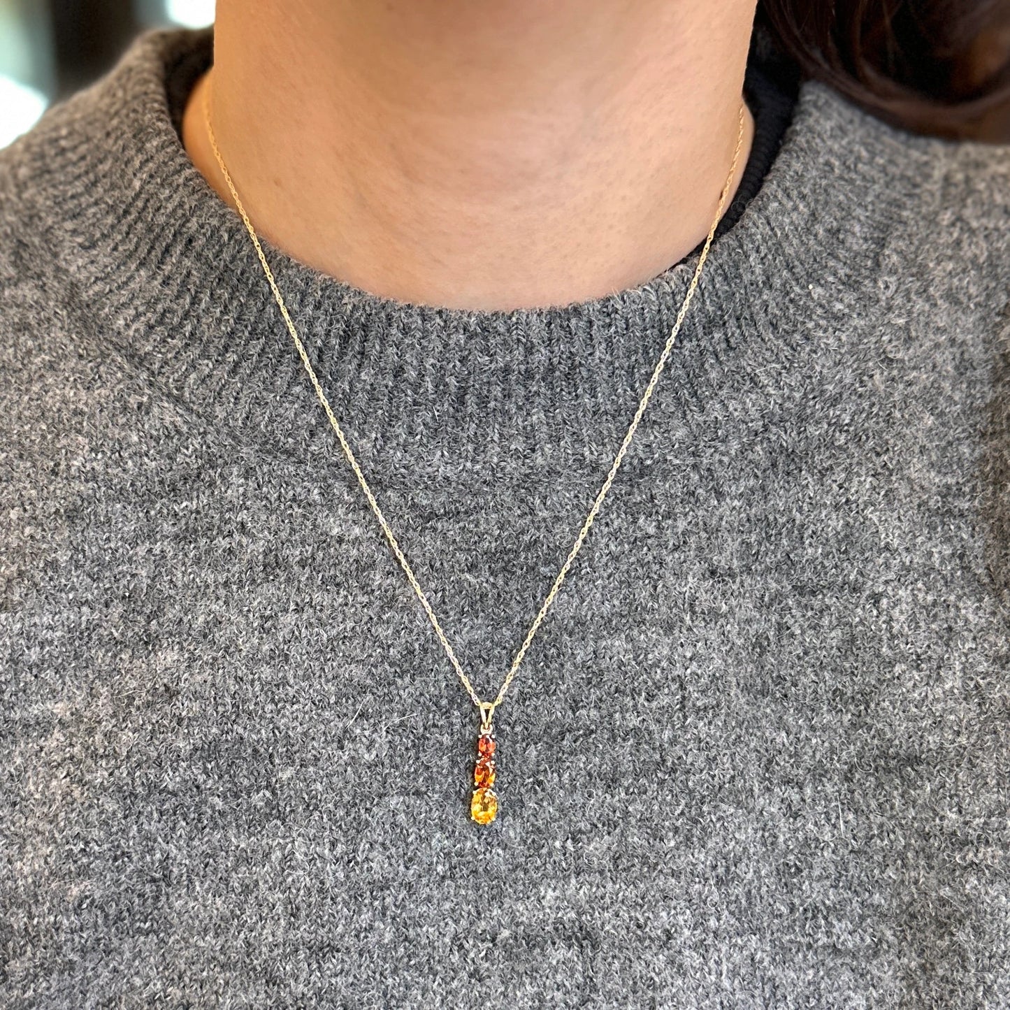 14KT Yellow Gold Citrine + Madeira Citrine Pendant