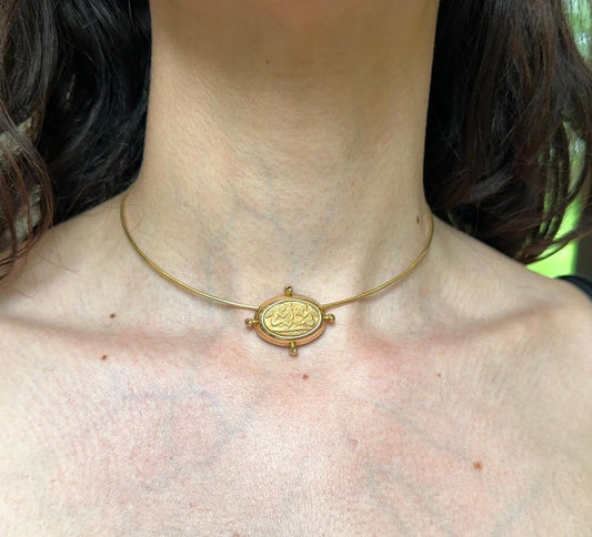 14KT Yellow Gold Rounded 1mm Omega Collar Necklace