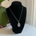 Stainless Steel Oval Spanish Miraculous Medal Pendant Chain Necklace 18" unisex