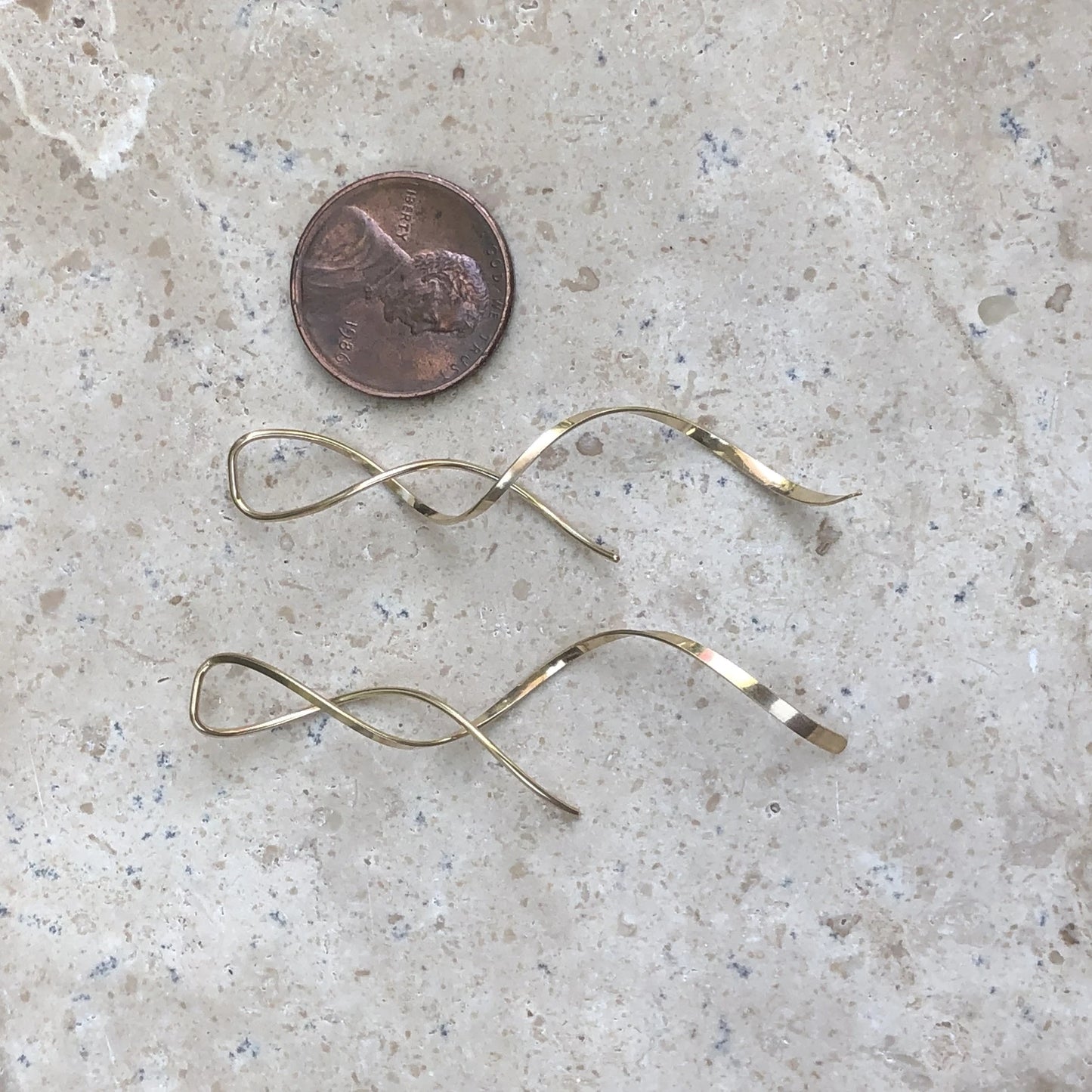 14 KT Yellow Gold-Filled Threader Ear Wires Curl Twist Design Earrings NEW