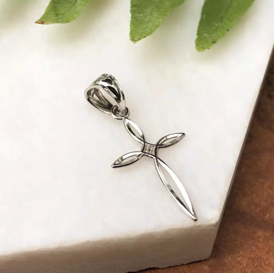 10KT White Gold Passion Style Design Pendant Charm NEW 24mm x 12mm Small