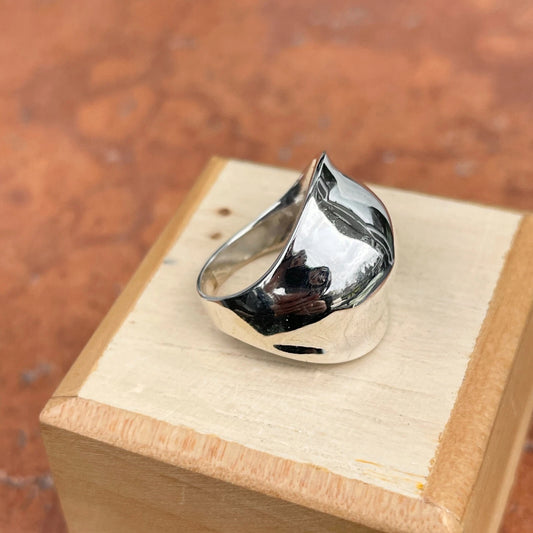 Sterling Silver Polished Wide Dome Slanted Design Cigar Band Ring NEW Size 6