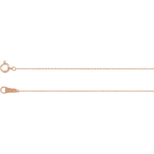 10KT Rose Gold Polished Cable Chain Necklace .8mm, 10KT Rose Gold Polished Cable Chain Necklace .8mm - Legacy Saint Jewelry