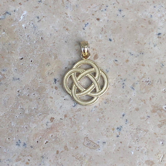 14KT Yellow Gold Celtic Eternity Knot Circle Cut-Out Pendant Charm, 14KT Yellow Gold Celtic Eternity Knot Circle Cut-Out Pendant Charm - Legacy Saint Jewelry
