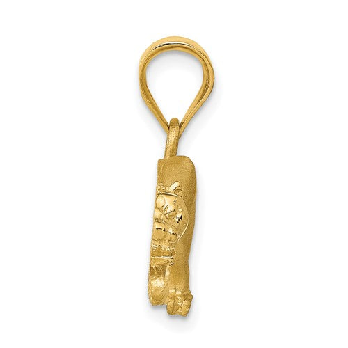 14KT Yellow Gold Matte Prowling Panther Pendant