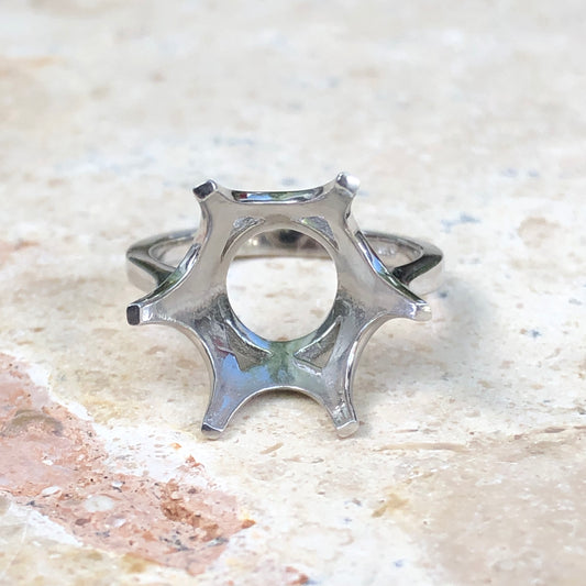 14KT White Gold Solitare Ring Mounting 14mm, 14KT White Gold Solitare Ring Mounting 14mm - Legacy Saint Jewelry