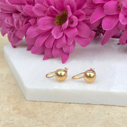 14KT Yellow Gold Polished Euro-Wire Half Ball Earrings, 14KT Yellow Gold Polished Euro-Wire Half Ball Earrings - Legacy Saint Jewelry