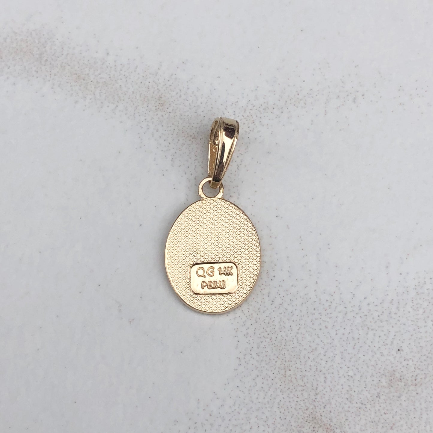 14KT Yellow Gold Fleur de Lis Oval Pendant Charm, 14KT Yellow Gold Fleur de Lis Oval Pendant Charm - Legacy Saint Jewelry