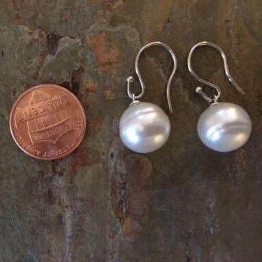 14KT White Gold 12mm Genuine Paspaley South Sea Pearl Shepherd Hook Earrings - Legacy Saint Jewelry