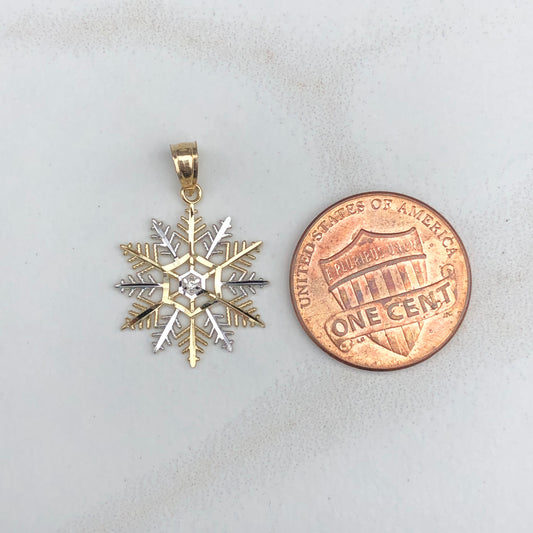 10KT Yellow Gold Snowflake Pendant Charm, 10KT Yellow Gold Snowflake Pendant Charm - Legacy Saint Jewelry