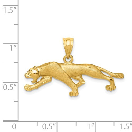14KT Yellow Gold Matte Prowling Panther Pendant