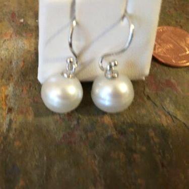 14KT White Gold 12mm Genuine Paspaley South Sea Pearl Shepherd Hook Earrings - Legacy Saint Jewelry