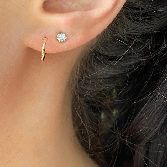 14KT Yellow Gold Snap Back Mini Half-Hoop Earrings 8mm