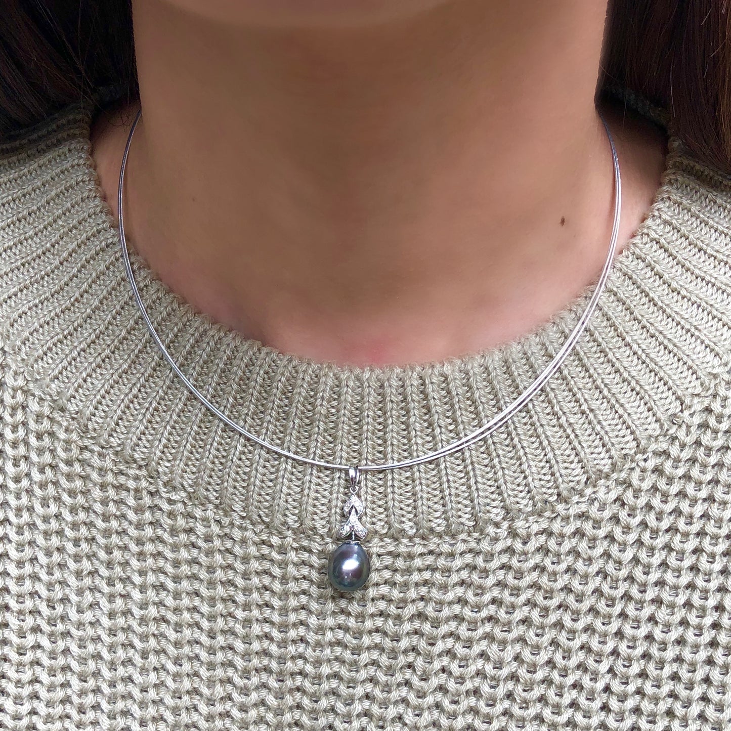 14KT White Gold 3-Strand Wire Collar Necklace 16", 14KT White Gold 3-Strand Wire Collar Necklace 16" - Legacy Saint Jewelry