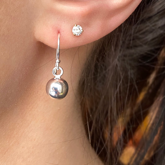 Sterling Silver Dangle Balls Shepard Hook Earrings, Sterling Silver Dangle Balls Shepard Hook Earrings - Legacy Saint Jewelry