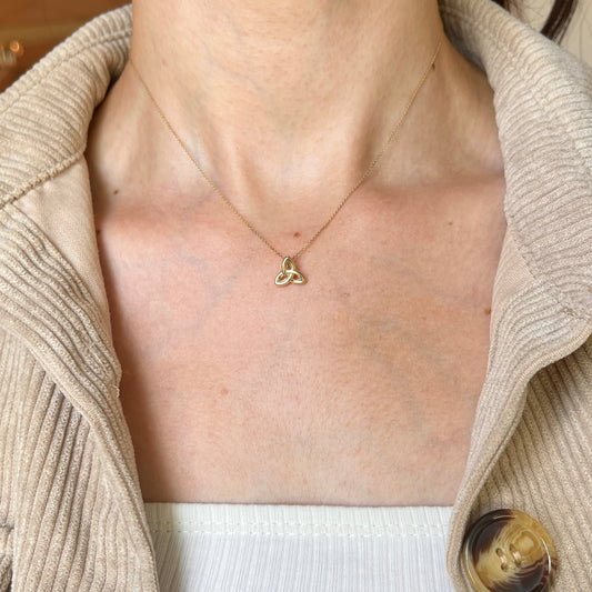 14KT Yellow Gold Celtic Trinity Knot Pendant Slide 10mm