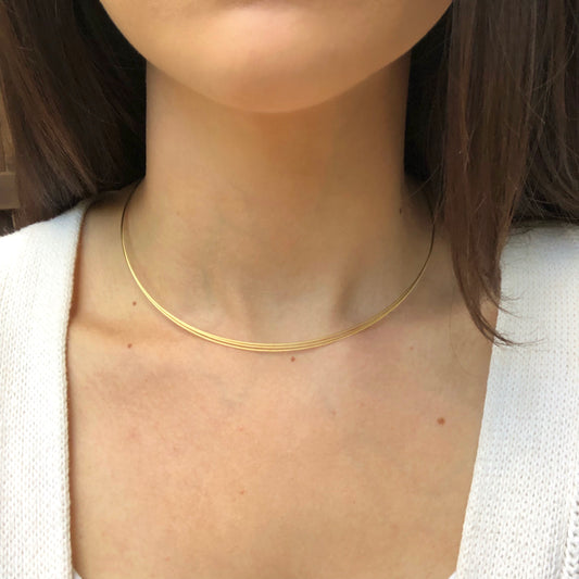 14KT Yellow Gold 3-Strand Cable Wire Collar Necklace, 14KT Yellow Gold 3-Strand Cable Wire Collar Necklace - Legacy Saint Jewelry