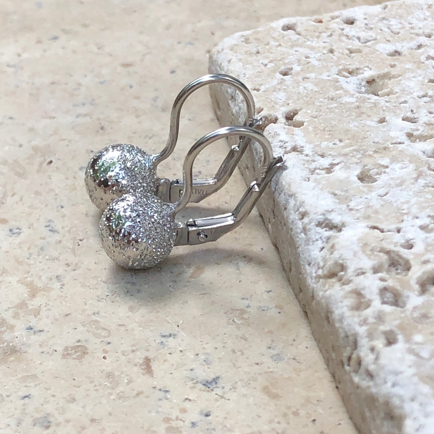 Sterling Silver Polished Diamond-Cut Ball Lever Back Earrings, Sterling Silver Polished Diamond-Cut Ball Lever Back Earrings - Legacy Saint Jewelry