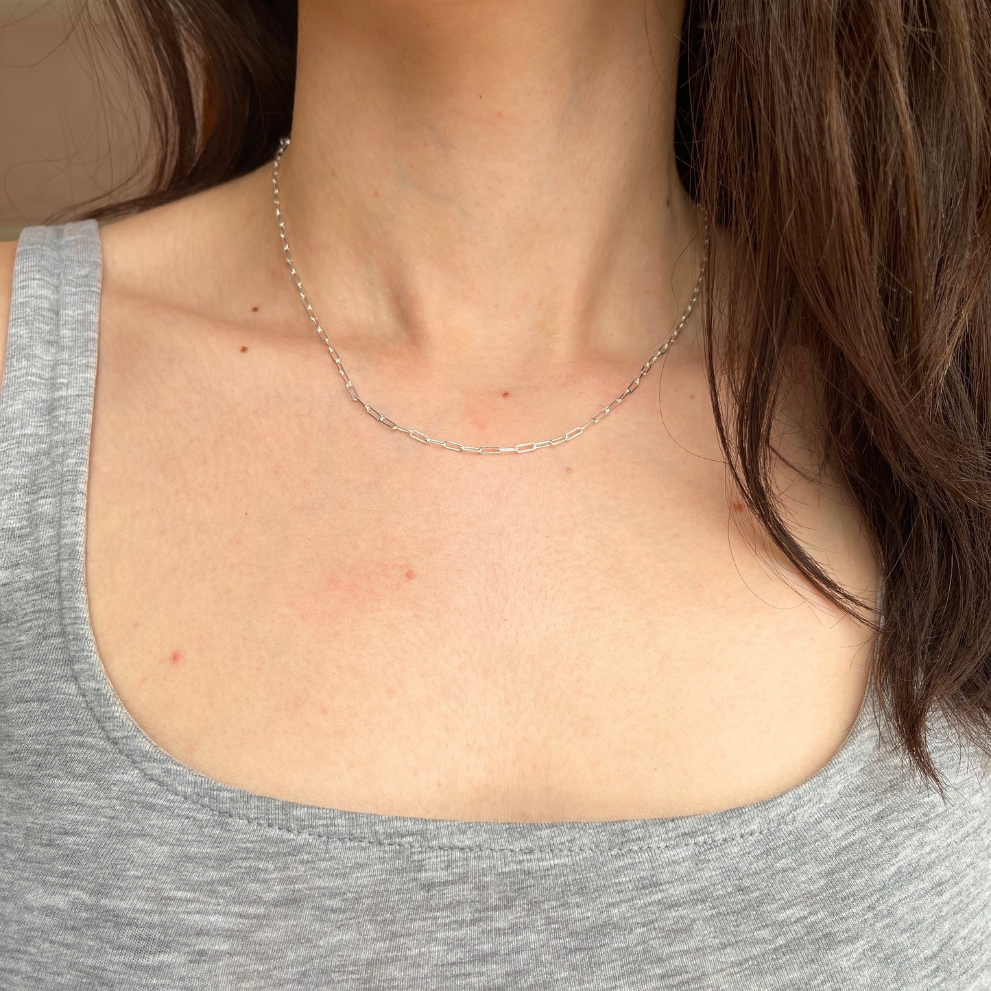 Sterling Silver Flat 1.95mm Paper Clip Chain Necklace