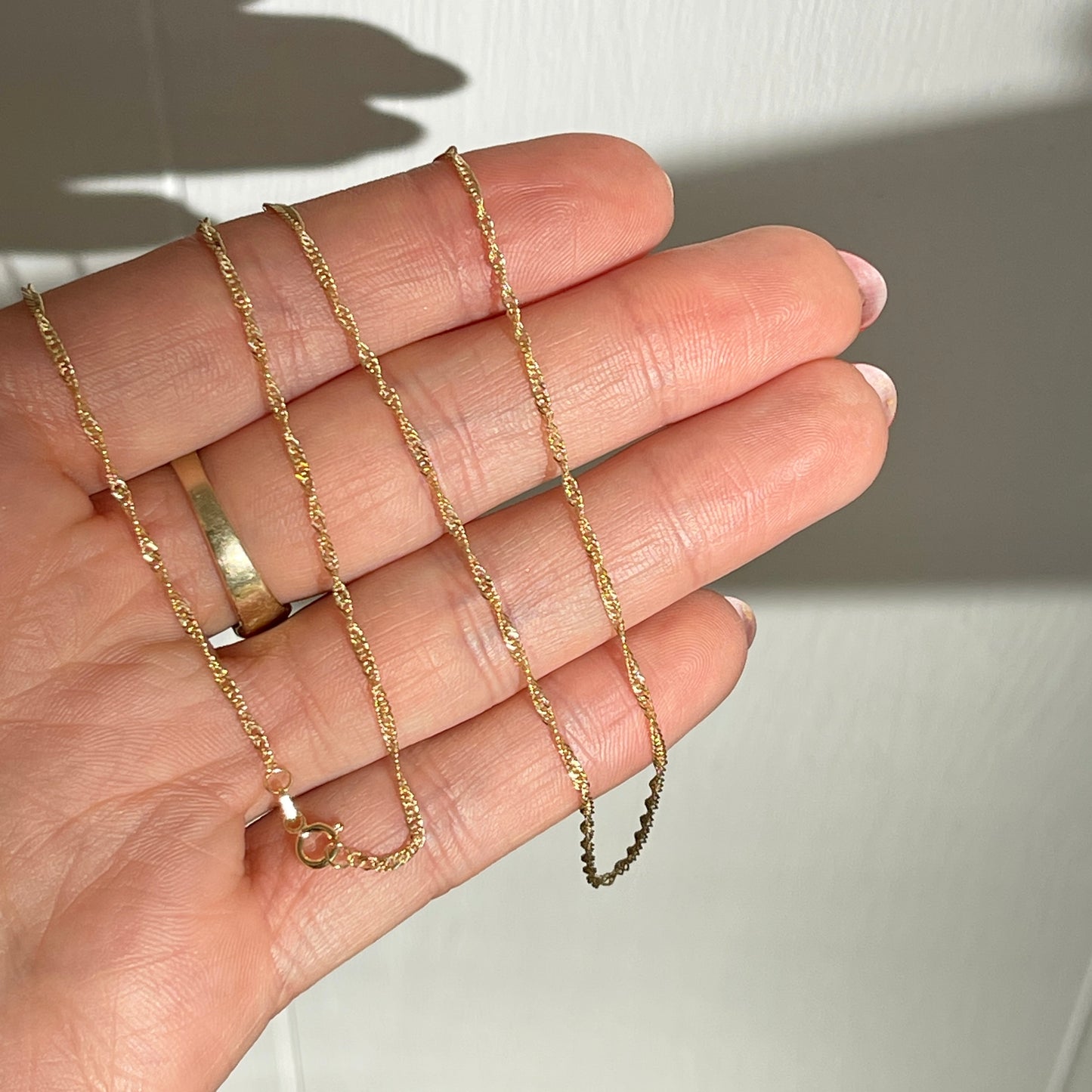 10KT Yellow Gold 1.4mm Singapore Link Chain Necklace