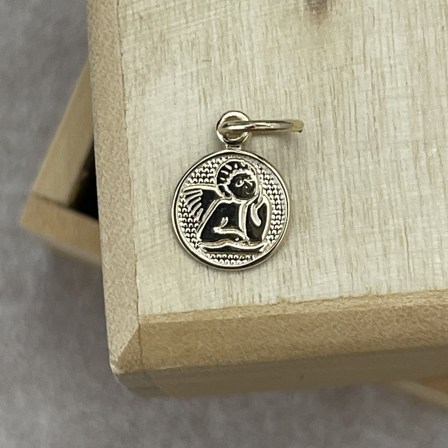 10KT Yellow Gold Mini Angel Medal Pendant Charm