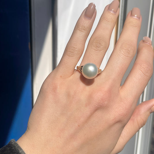 14KT White Gold + Yellow Gold 12mm Paspaley South Sea Pearl Ring
