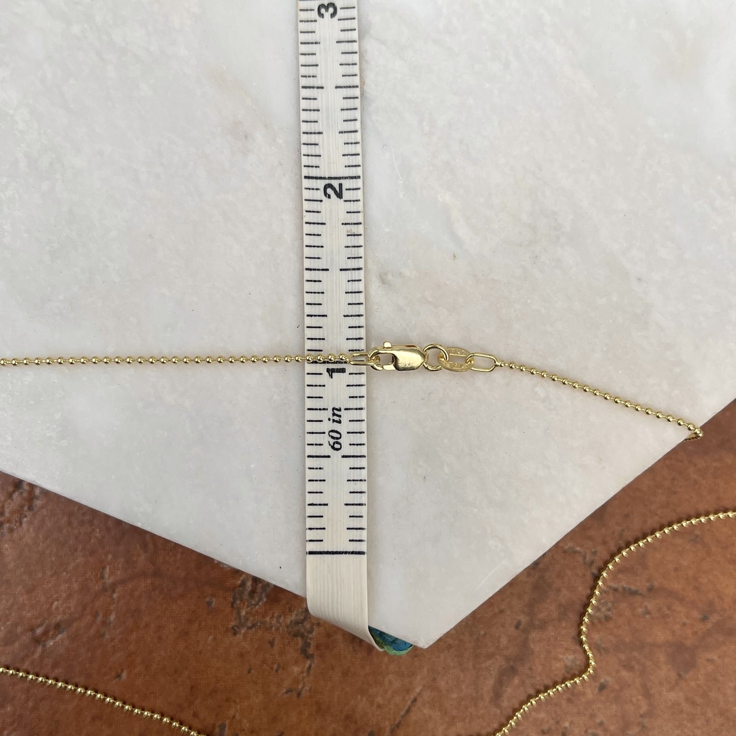 14KT Yellow Gold Solid 1.2mm Beaded Ball Link Necklace