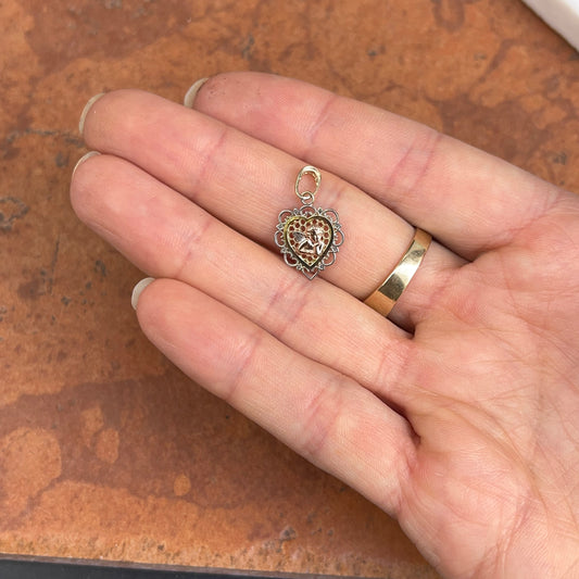 10KT Yellow Gold + Rose Gold Raphael Angel Heart Pendant Charm