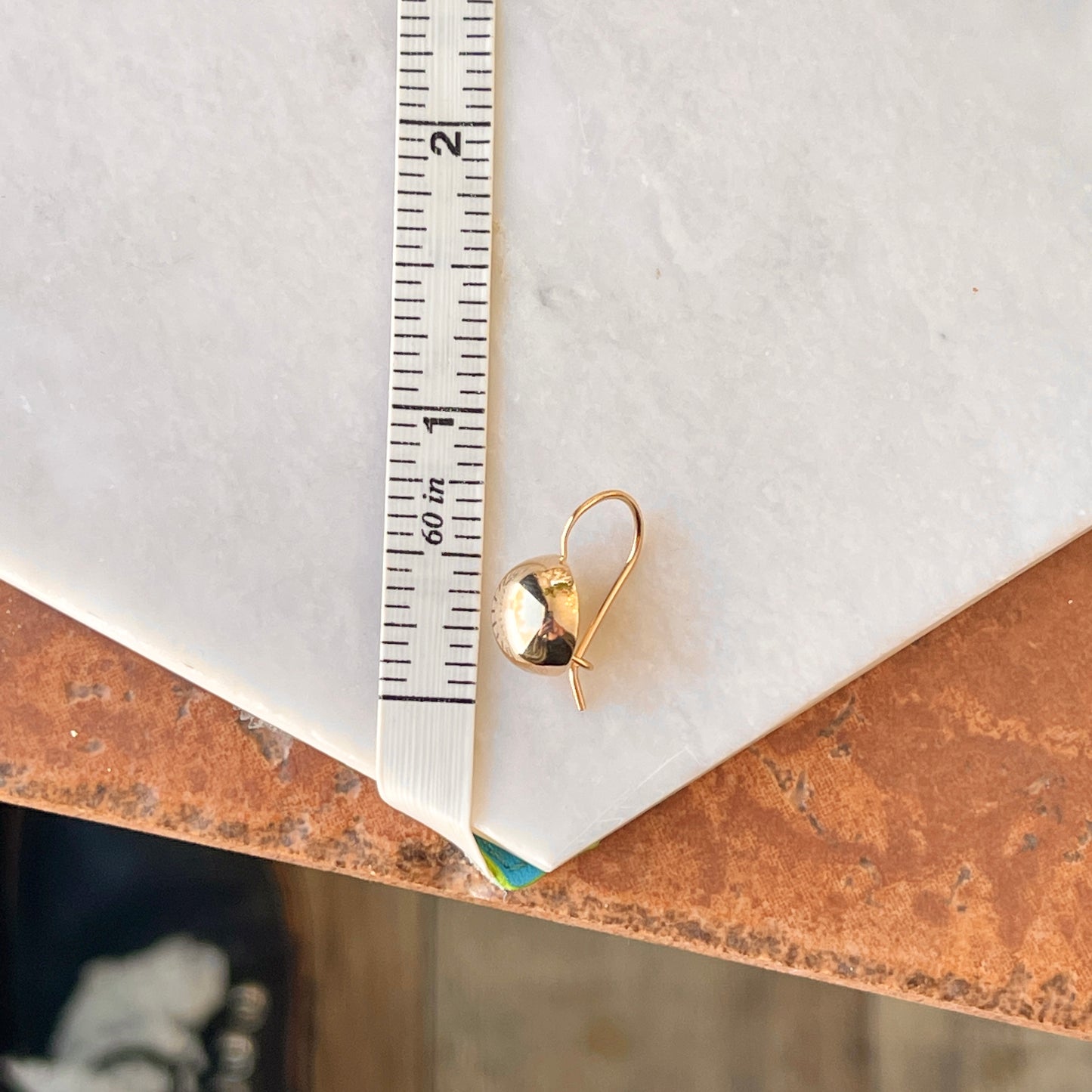 14KT Yellow Gold Polished Half-Ball 10.5mm Kidney Wire Earrings - LSJ
