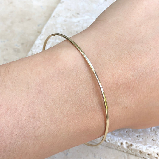 14KT Yellow Gold Thin Bangle Slip-On Bracelet 1.5mm, 14KT Yellow Gold Thin Bangle Slip-On Bracelet 1.5mm - Legacy Saint Jewelry