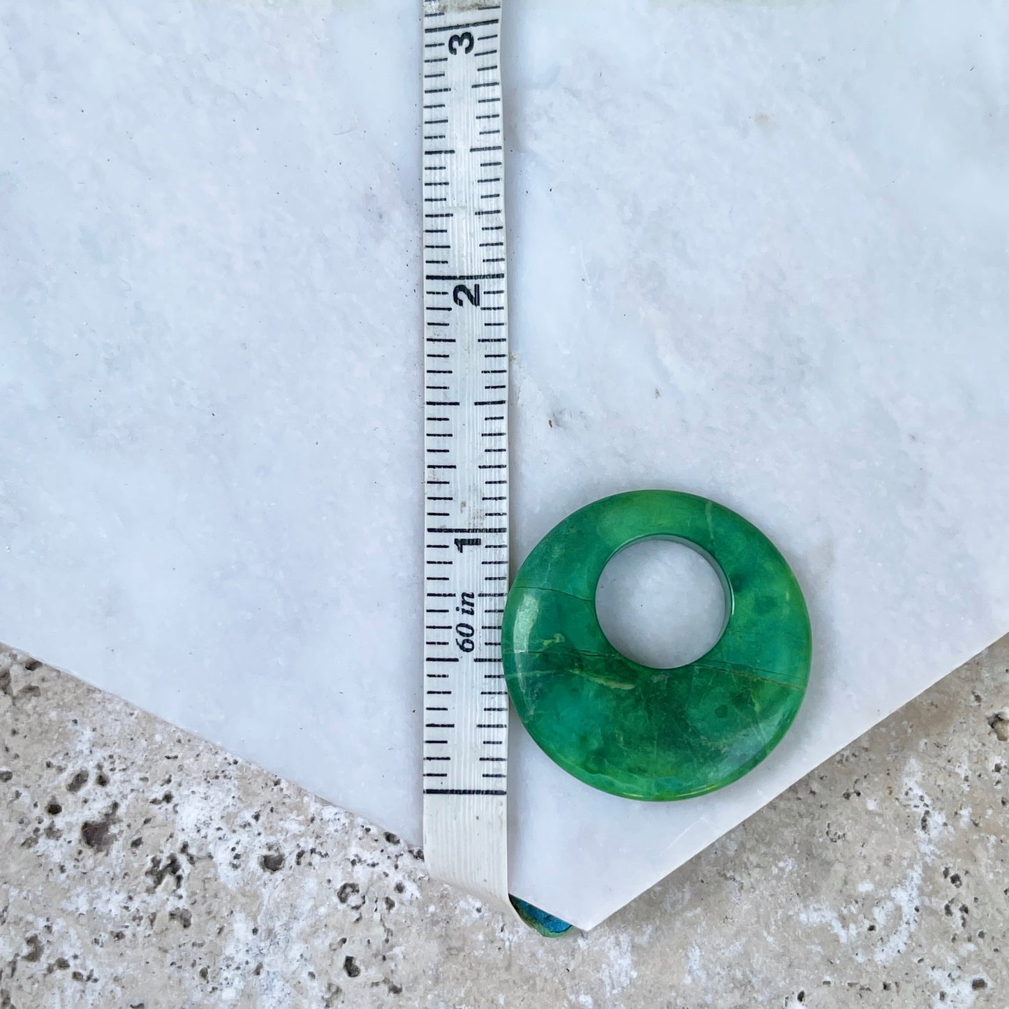 Estate Polished Green Howlite Round Donut Earring Charms 30mm