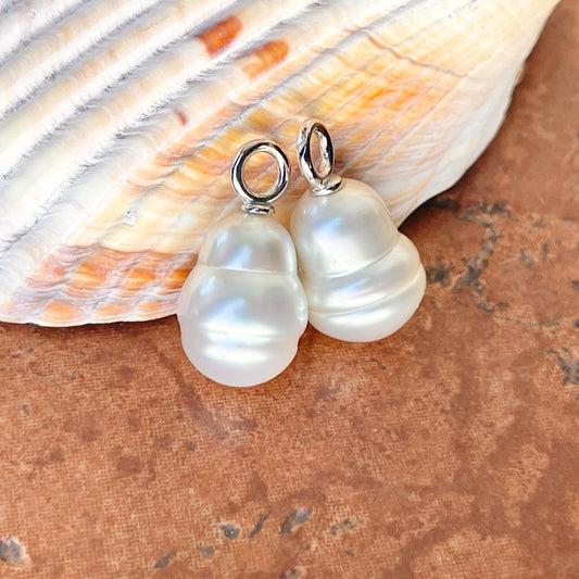 14KT White Gold Paspaley South Sea Pearl Earring Charms 12mm