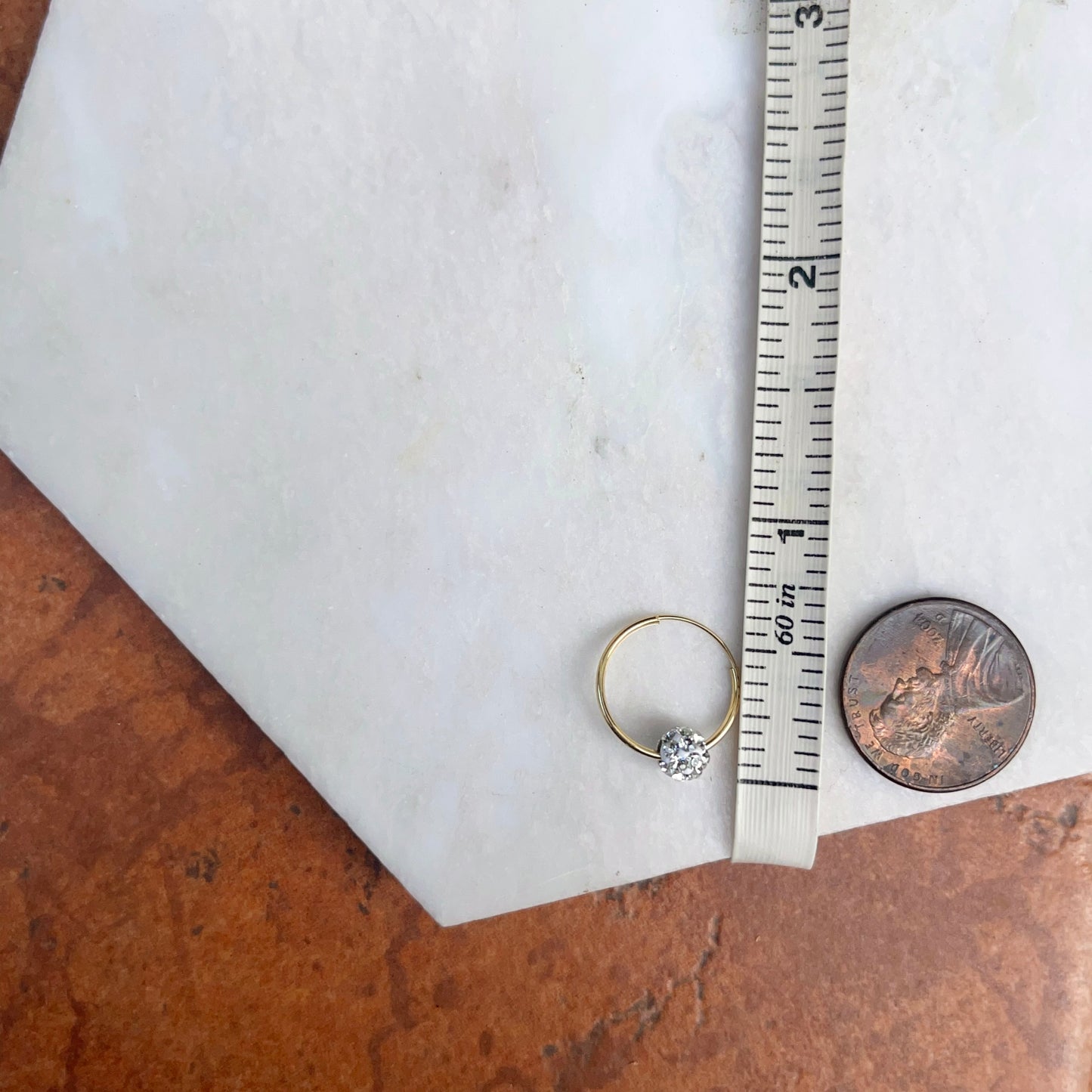 14KT Yellow Gold Crystal Bead Mini Endless Hoop Earrings