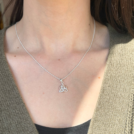 Sterling Silver Celtic Trinity Knot + Rose Tone Heart Pendant Charm